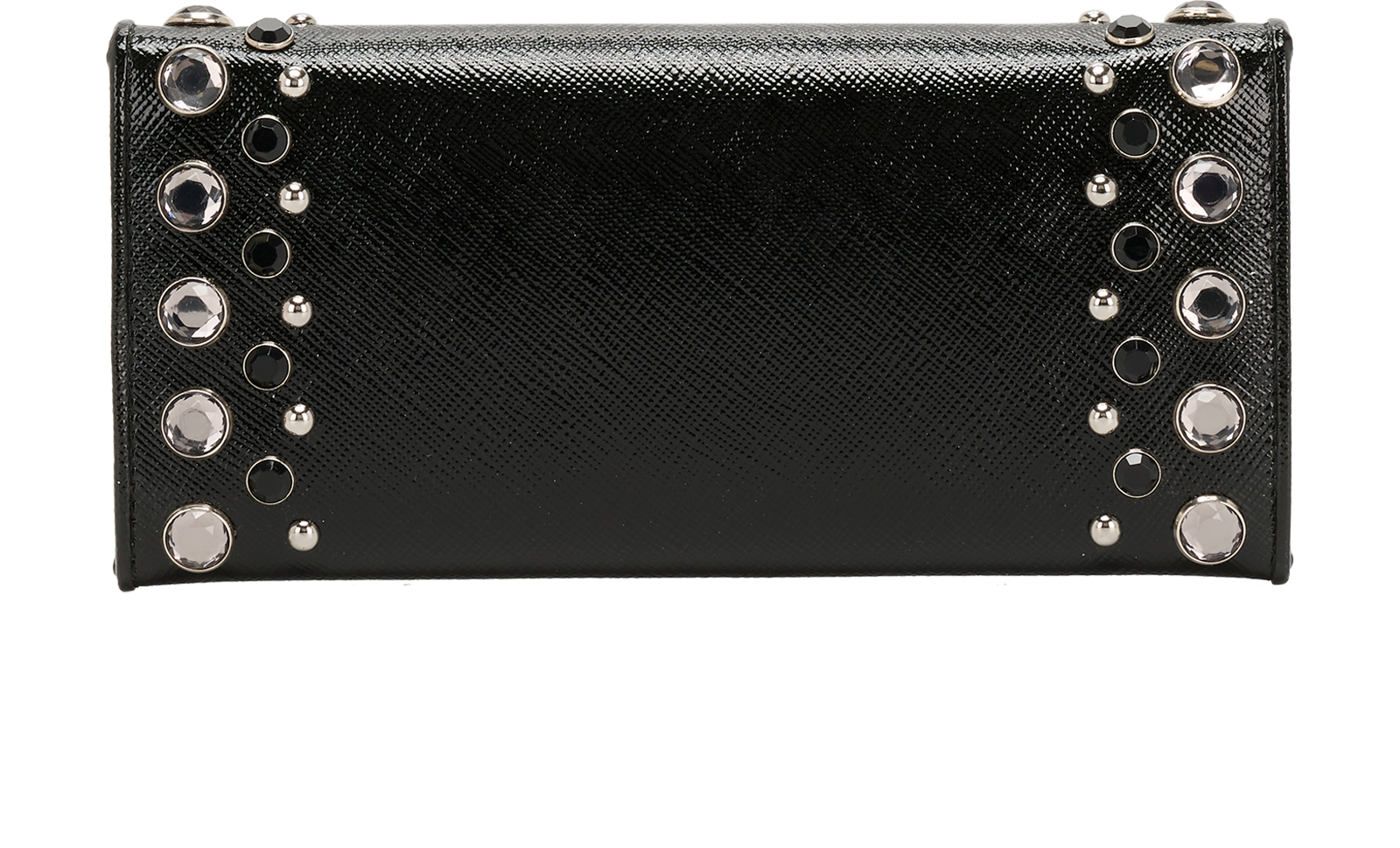 Prada Crystal Embellished Wallet, &pound;170, Accessories, Black, Leather, Back view